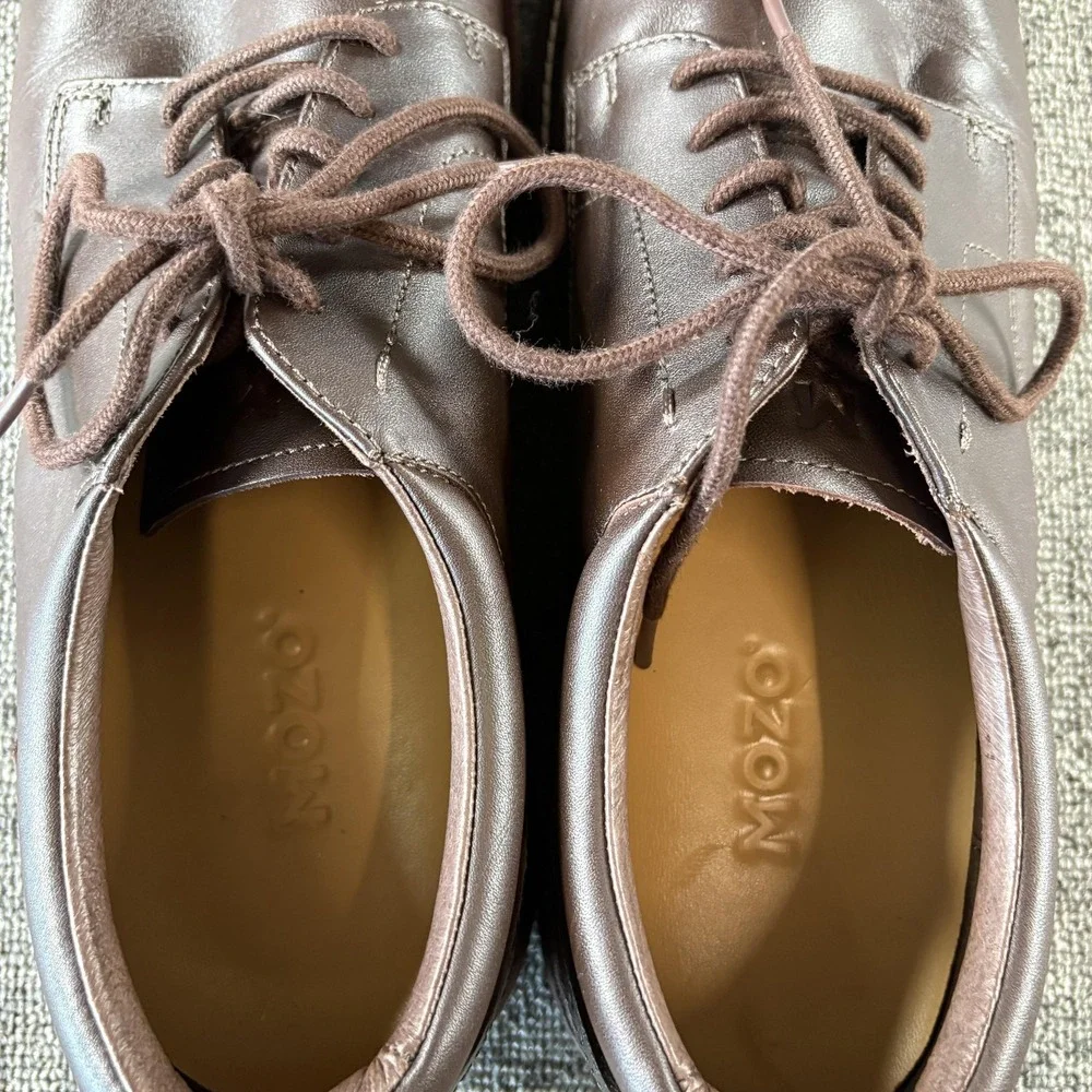 Mozo Shoes Mens Size 13 Brown Leather Slip Resistant Lace Up Work Sneakers